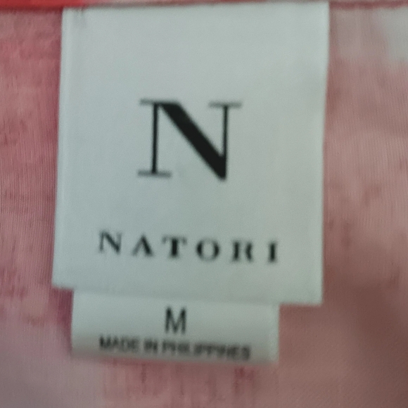 3 X$20 Natori Red and Orange Abstract Shirt Dress V neck Pockets Size M - Picture 10 of 14